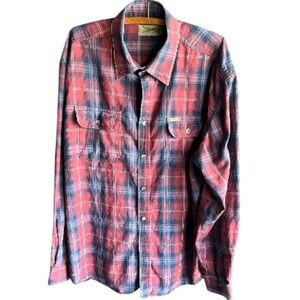 Classic Clearwater Outfitters Red and Blue Plaid Men's Shirt::Holiday::